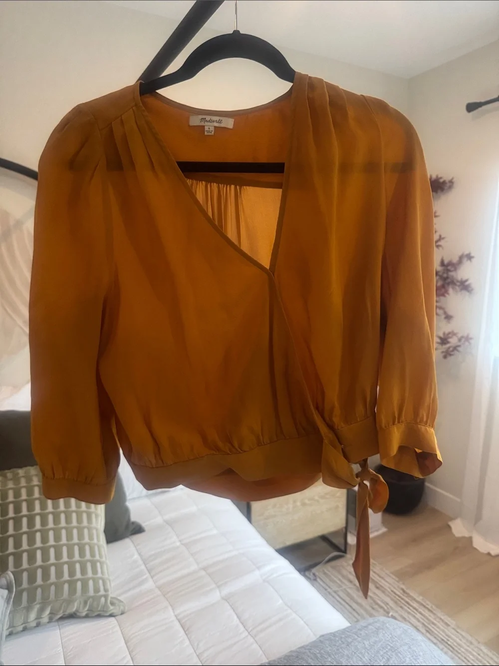 Madewell Golden Mustard Wrap Blouse